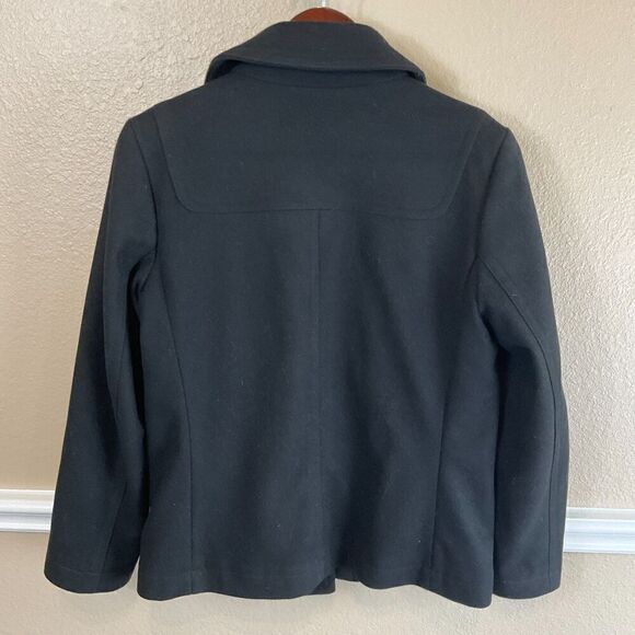 Gap Womens Sz M Black Wool Blend Coat Toggle Button Full Zip Lined Pockets Soft - Picture 5 of 12